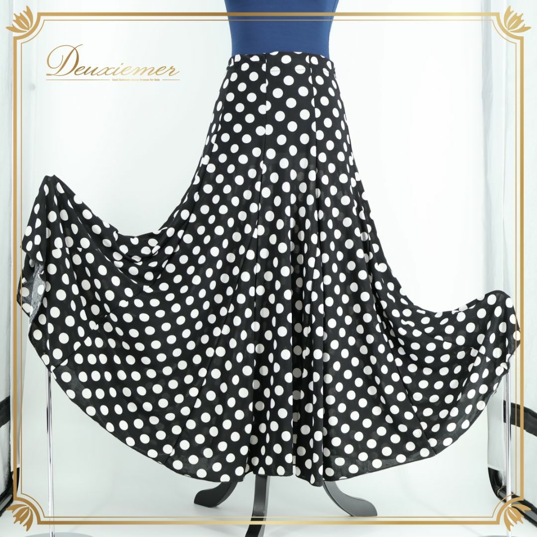 フラメンコ衣装】ブラック ファルダ スカート 黒 白 水玉 ドット