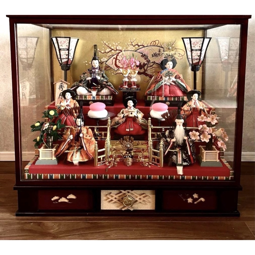 雛人形 三五7人飾りガラスケース付の通販 by らくすま's shop｜ラクマ