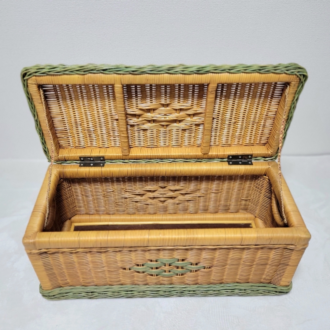 ラタン 収納ボックス 籐家具 昭和レトロ ヴィンテージ アンティークの