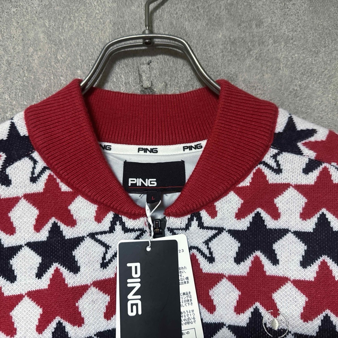 PING - 【新品】 PING ピン 総柄 星 ウール混 ニット ジャケット
