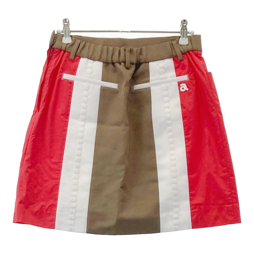 サイズ：38 ARCHIVIO アルチビオ 裏地付 異素材切替 スカート ブラウン