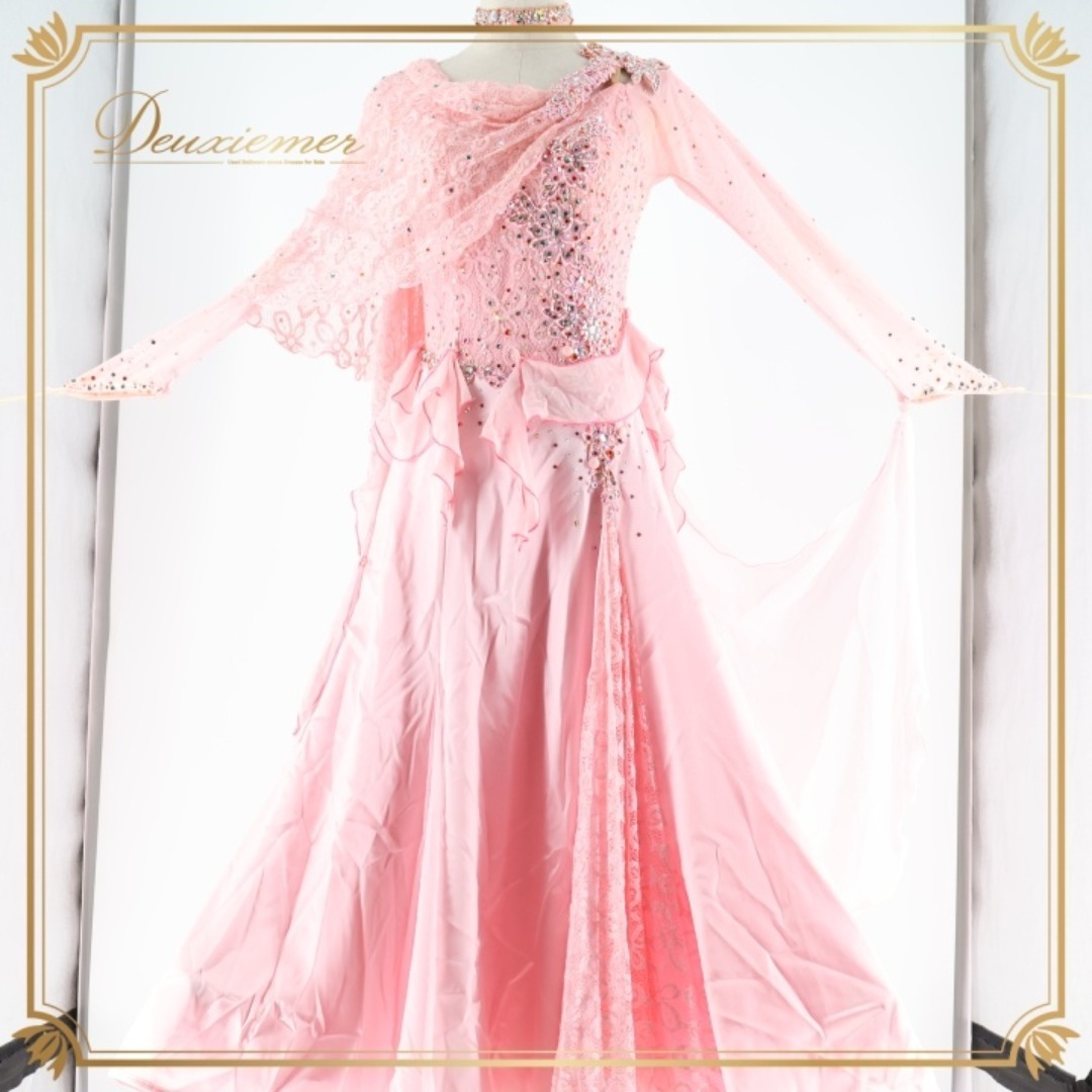 社交ダンス 衣装 スタンダードドレス ワンピース ドレス ピンク系