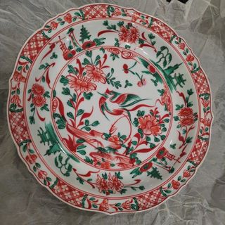 たち吉 - たち吉 赤絵花鳥 金彩丸紋 銘々皿揃 5枚セット 呉須 染付