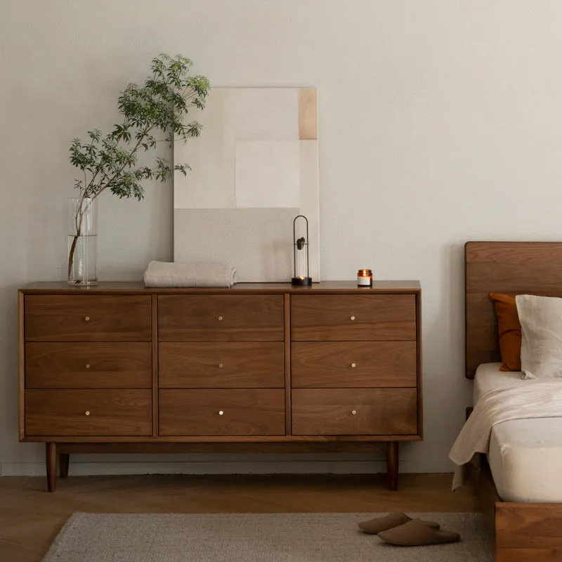 Woody Prime Walnut ウォールナット材 北欧風木製9マスキャビネット