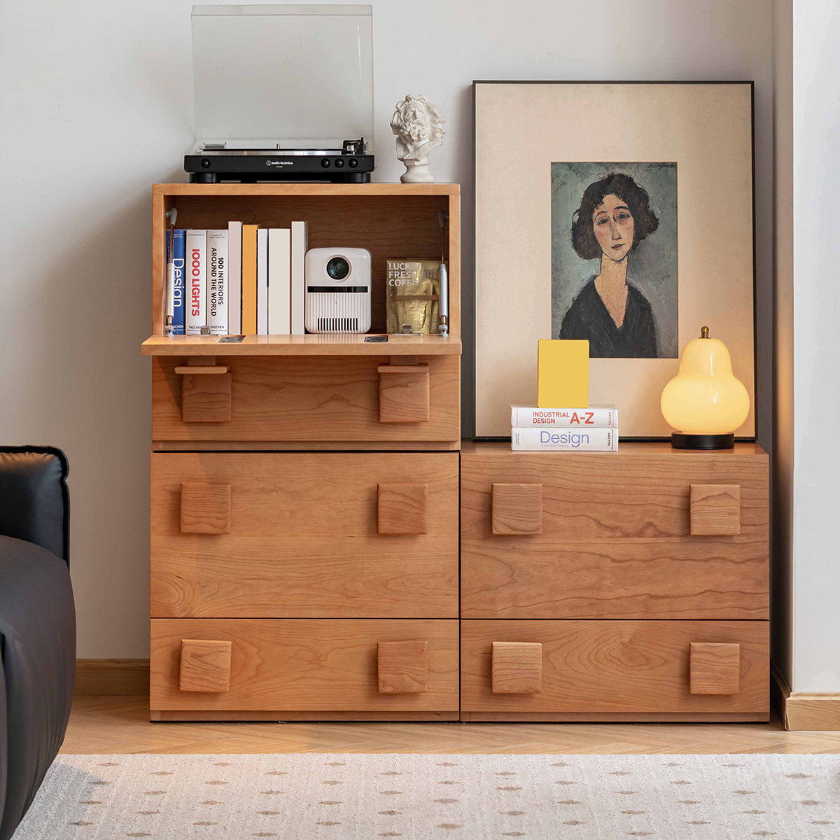 Woody Prime Cherry 木製ユニット式キャビネット | 自由に組み合わせて