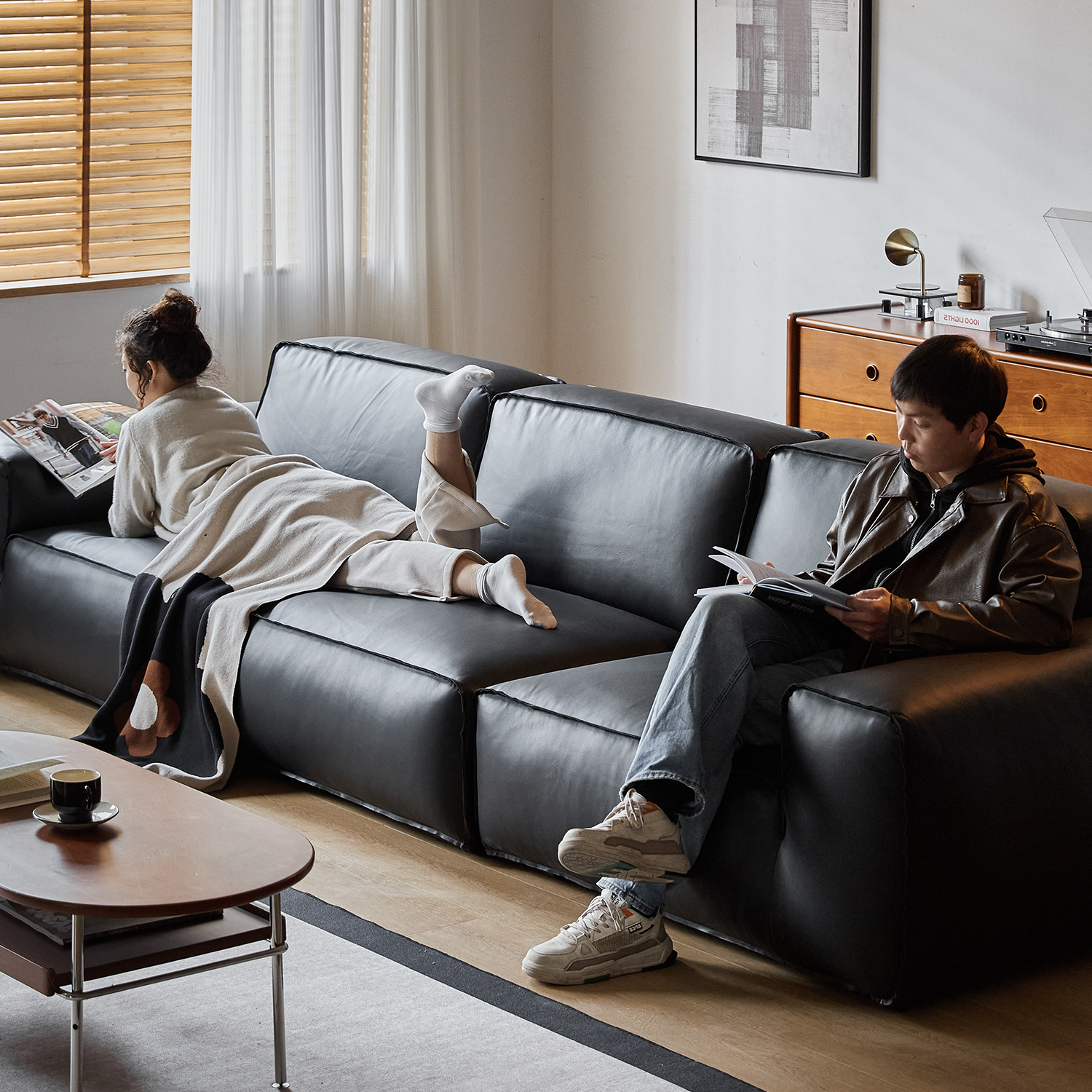 Woody Prime Box牛本革ソファ【カスタマイズ可】 | 空間に合わせて調整