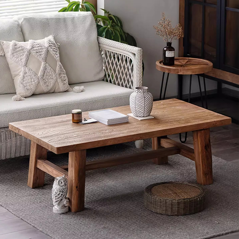 ニレ古材ヴィンテージローテーブル | 熟練職人の手仕事が光る温かみ