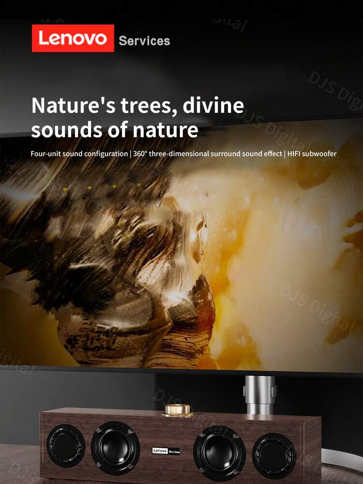Lenovo C02 マルチメディアスピーカー、木製レトロスピーカー