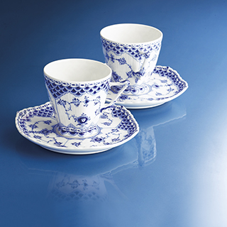 ロイヤル コペンハーゲン ブルーフルーテッド フルレース コーヒー碗皿