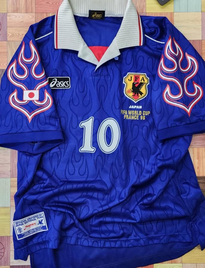 日本代表（H）1998 ワールドカップ 名波＃10金刺繍＆日の丸付き