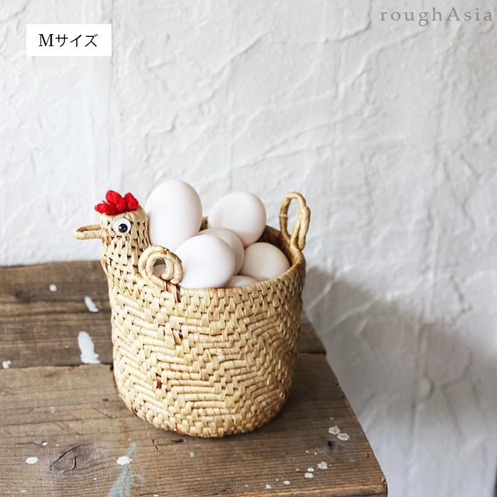タイ｜ニワトリの縦型バスケット 2サイズ ／鶏のかご・収納・小物入れ