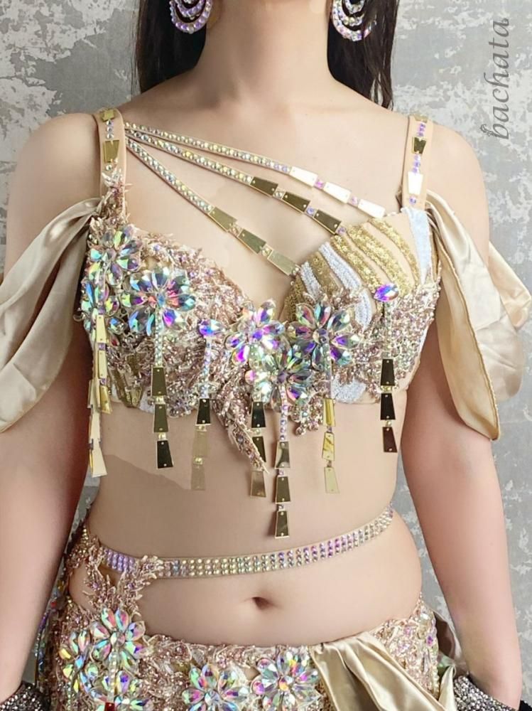 ベリーダンス衣装 シャンパンゴールド (M-L) CT0425 - bachata ベリー