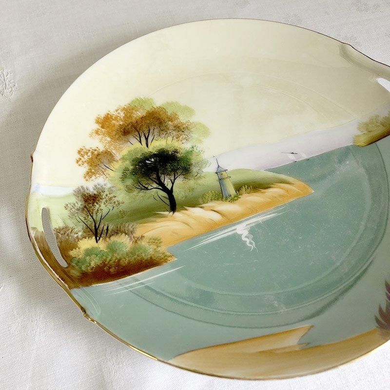 レアなオールドノリタケ湖畔風景プレート