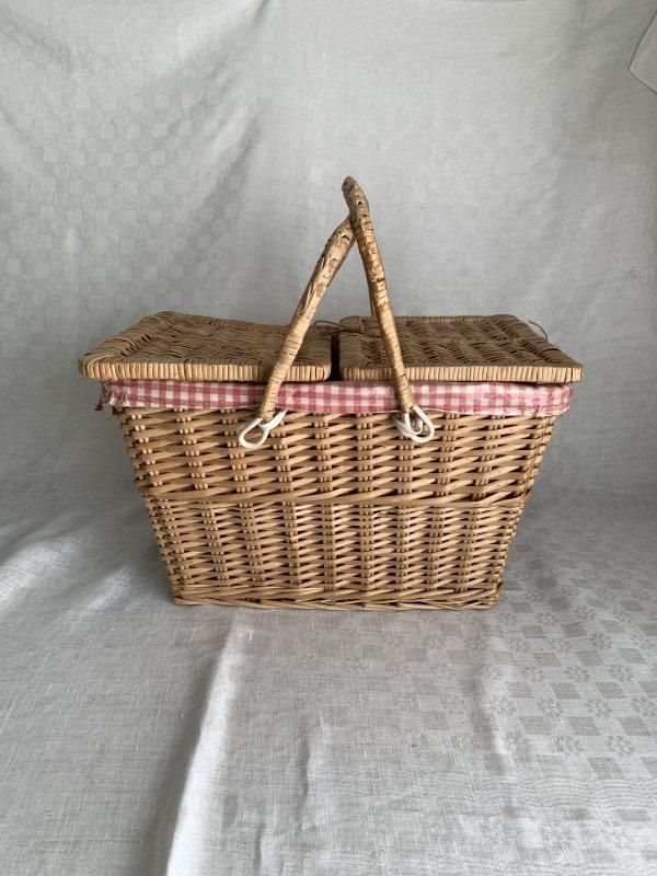 フランス製大型ピクニックバスケット ギンガムチェック
