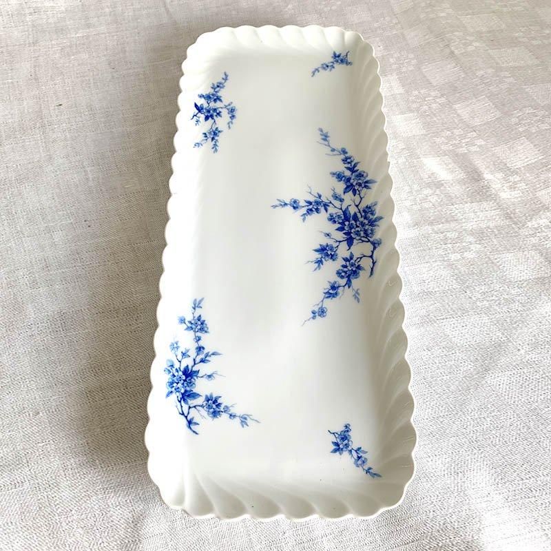 フランス製リモージュ青花ケーキ長皿存在感あり