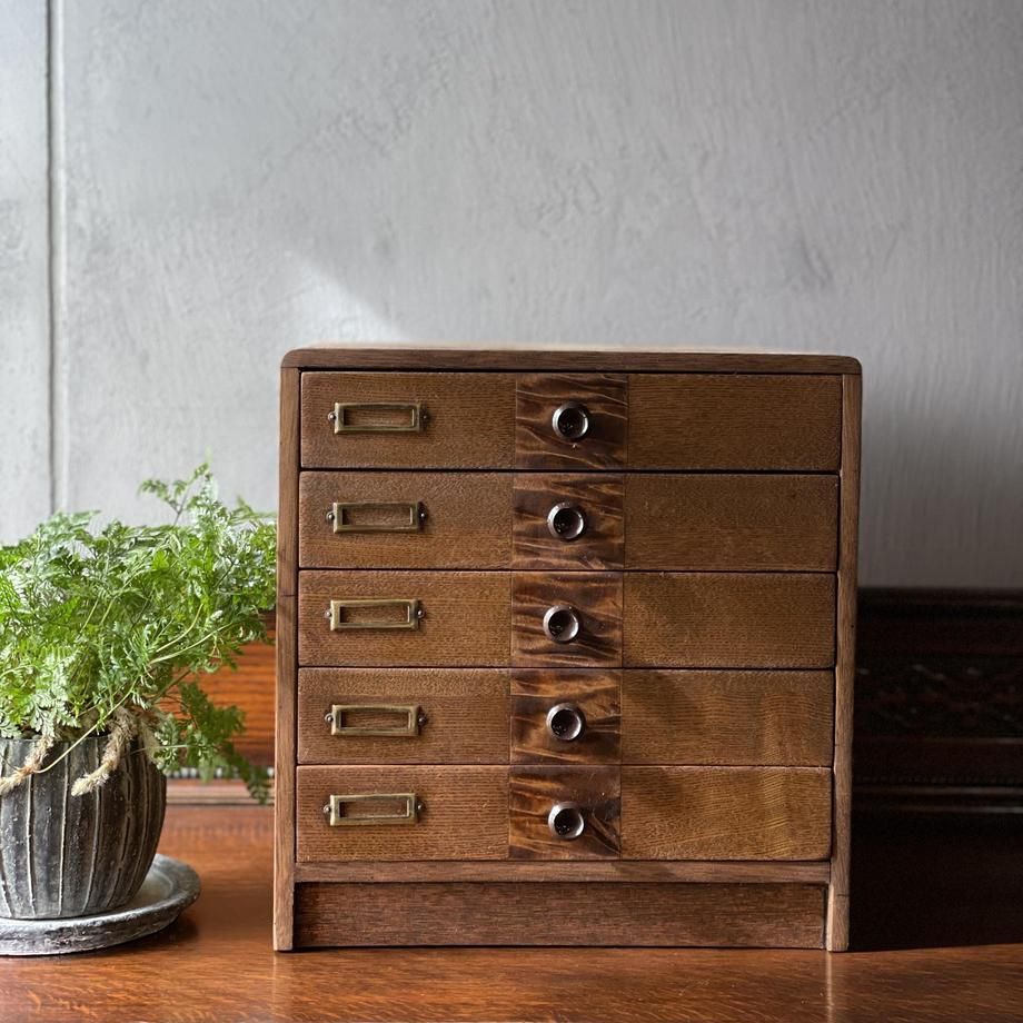 昭和初期 木製 5杯小引出し アンティーク収納