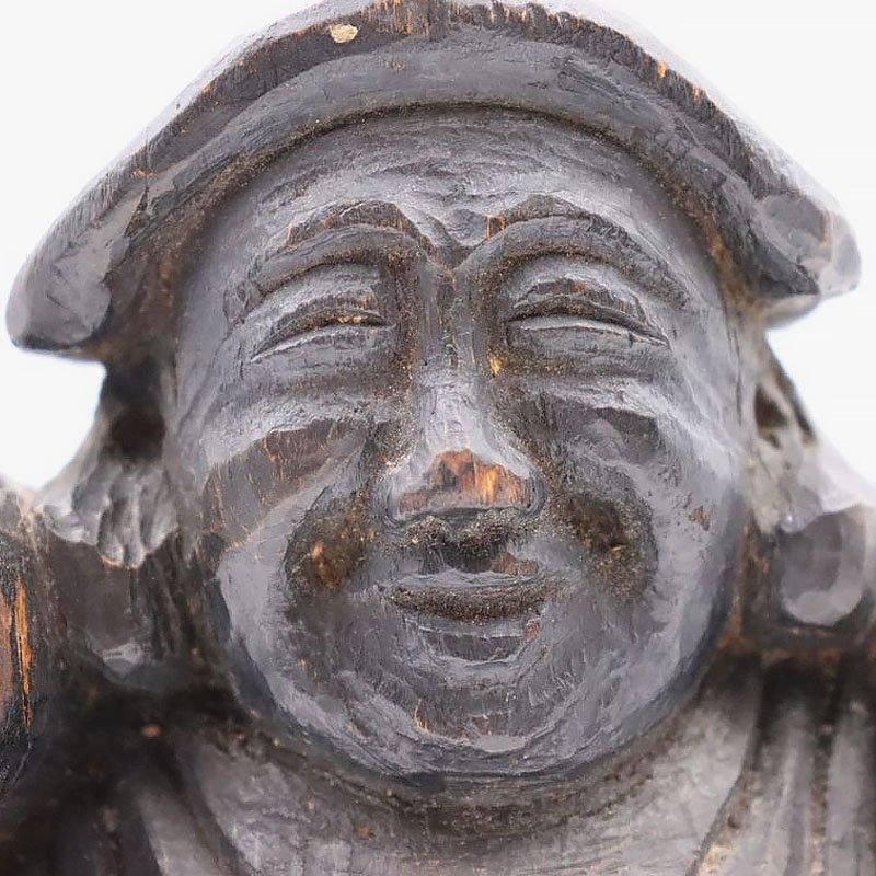 大正時代のアンティーク木彫り大黒天置物