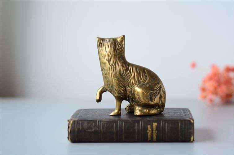 真鍮 猫 オブジェ フランス製 ヴィンテージ インテリア