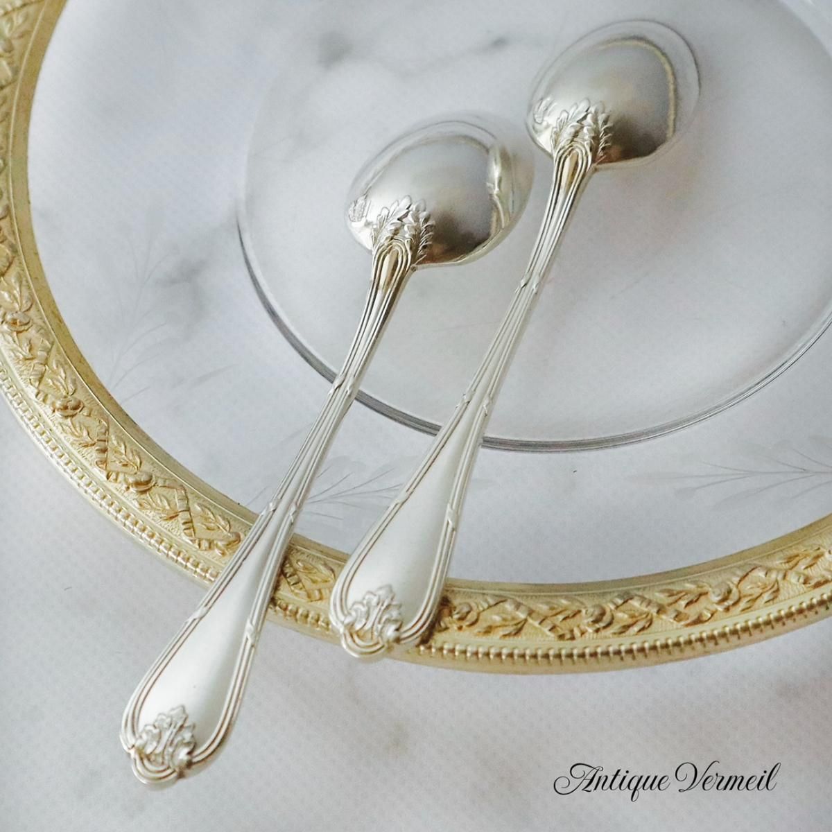 フランス製アンティーク銀スプーン ルイ16世スタイル2本セット