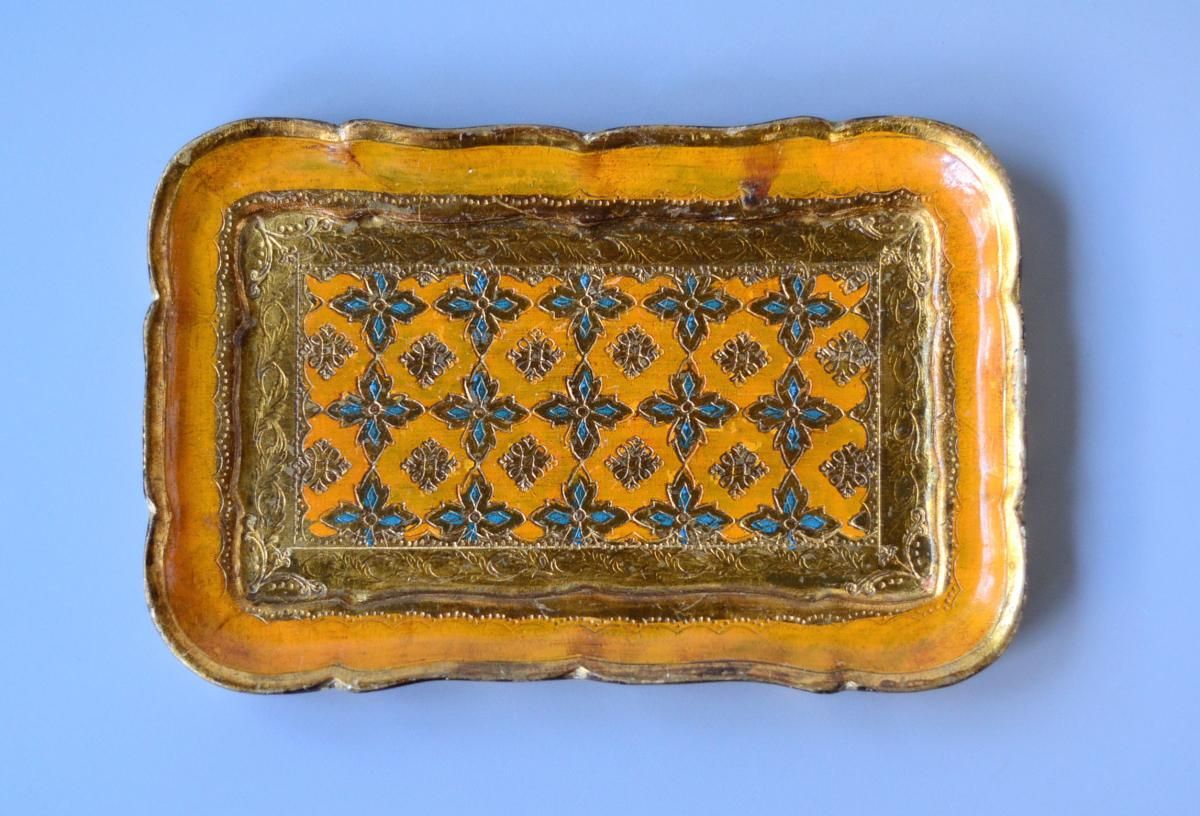 イタリア フィレンツェ工芸の金彩トレー