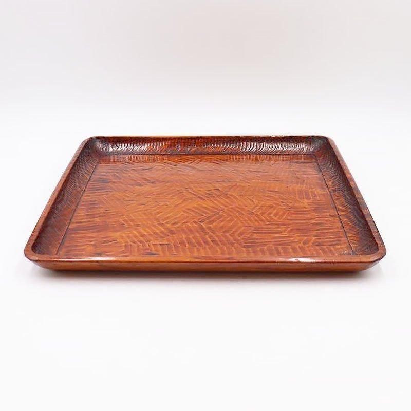 透漆塗り手彫り讃岐盆 昭和初期の木製品