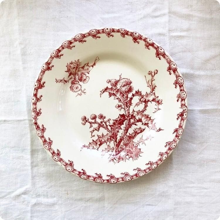 フランス製アザミ柄GIENアンティークディナー皿