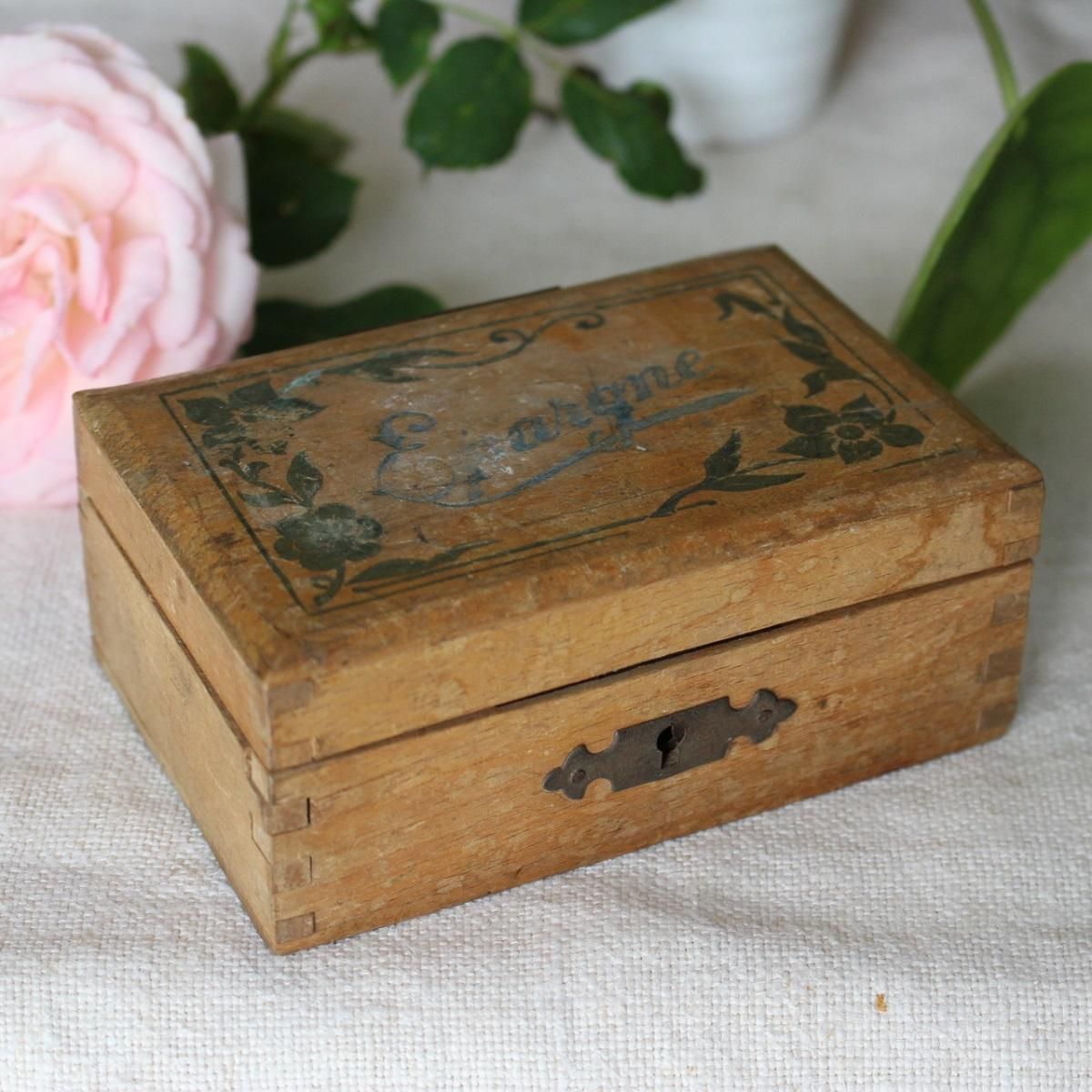 フランスアンティーク木製貯金箱1900年代の風格