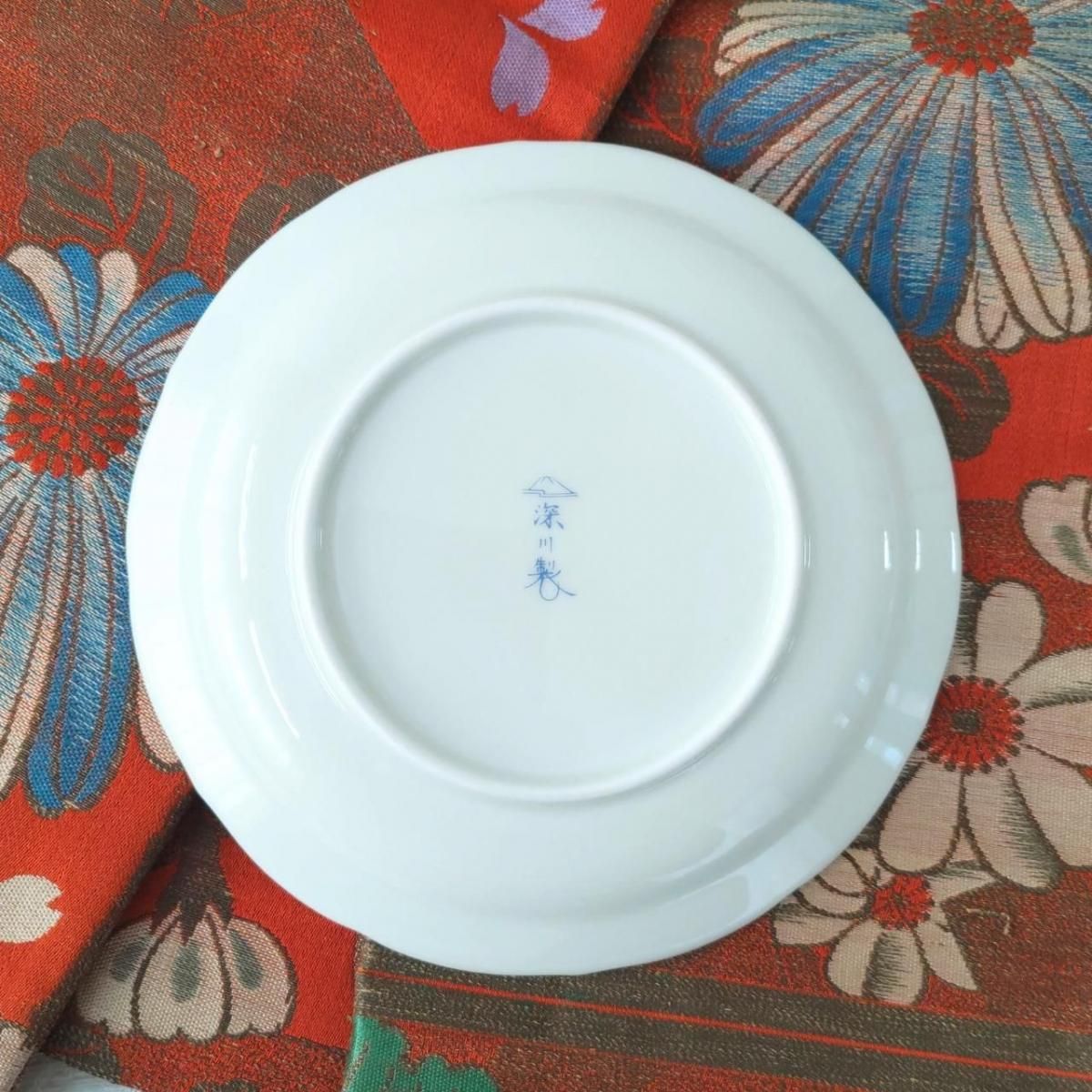 アンティーク 深川製磁 六歌仙 金彩 若芽色 有田焼 皿