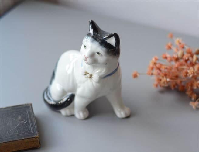 フランス 白磁器 猫 オブジェ ヴィンテージ フィギュア