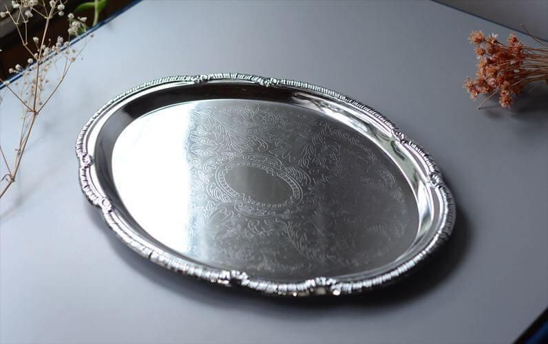 ドイツ シルバープレート オーバルトレー 38x27 銀彩