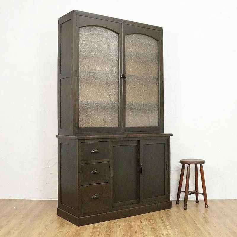 ダイヤガラス 洋棚 食器棚 カップボード キャビネット 収納力 大容量