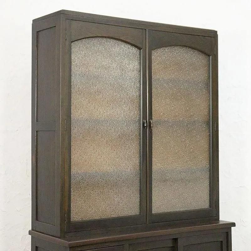 ダイヤガラス 洋棚 食器棚 カップボード キャビネット 収納力 大容量