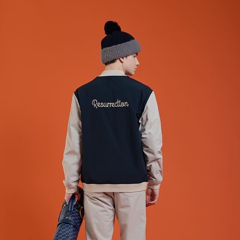 メンズ 2トーンウォームブルゾン ネイビー×ライトグレー