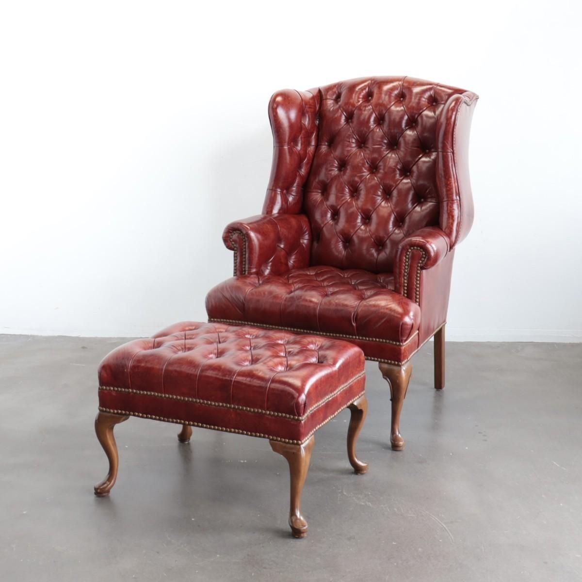 3169 アメリカ アンティーク チェスターフィールド オットマンセット