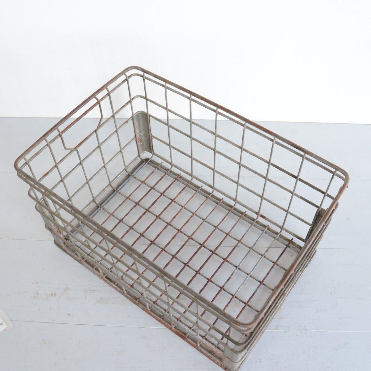 アメリカ ヴィンテージ ワイヤーバスケット 運搬 クレート 鉄カゴ