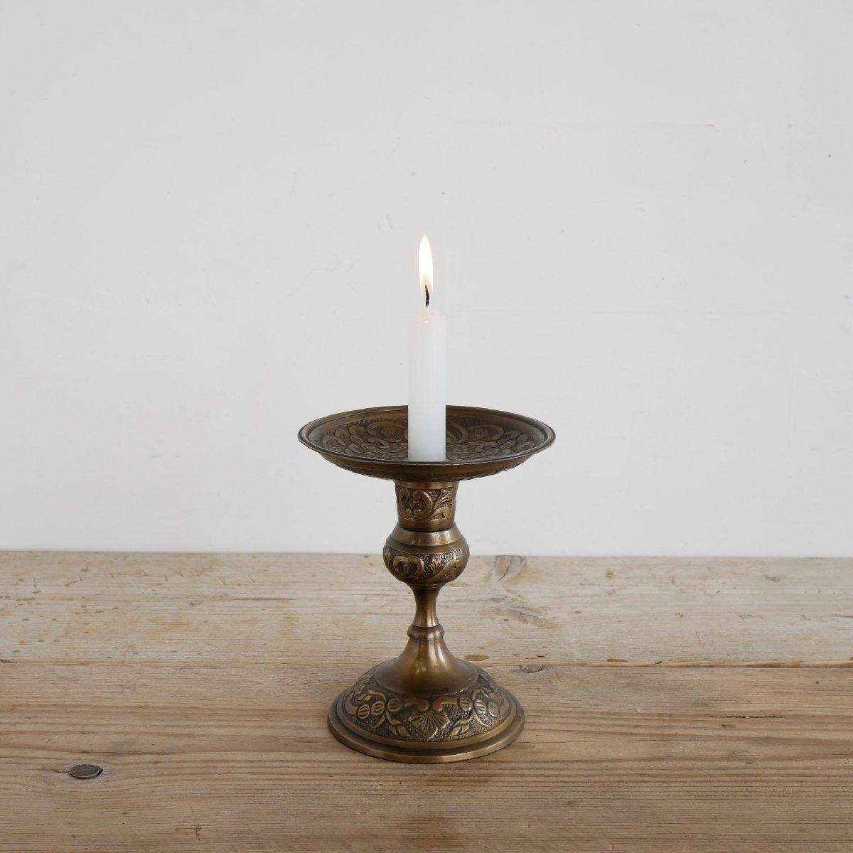キャンドルホルダー アンティーク 真鍮製 スタンド 燈台 ロウソク立て
