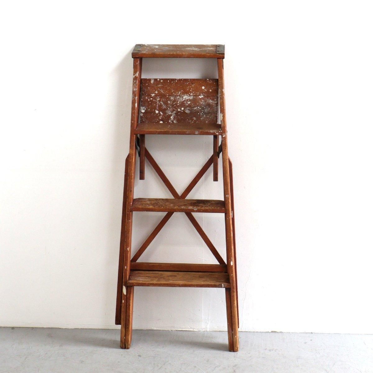 ヴィンテージ 4段 脚立 木製ラダー -通販-ローズボールアンティークス