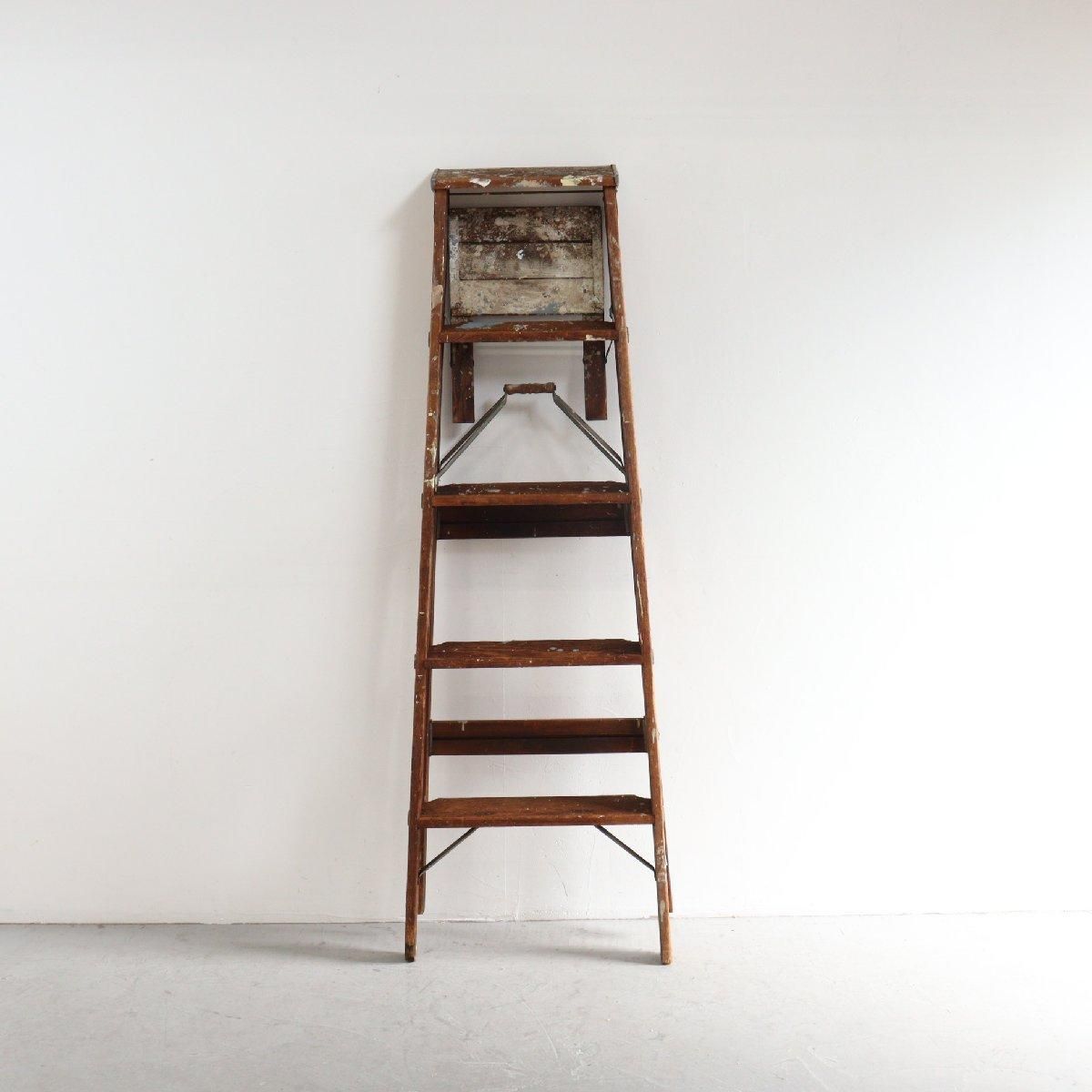 ヴィンテージ 5段 脚立 木製ラダー -通販-ローズボールアンティークス