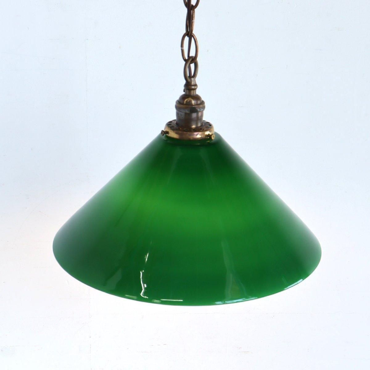 ヴィンテージ グリーンガラス ペンダントランプ -通販-ローズボール