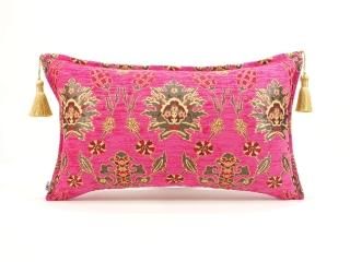 トルコファブリッククッション50x30cm ターコイズブルー