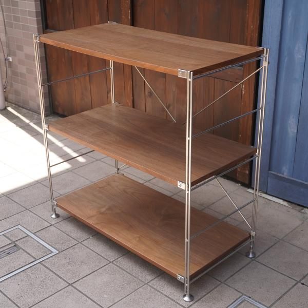 無印良品(MUJI)の人気のウォールナット材×ステンレス 3段ユニット