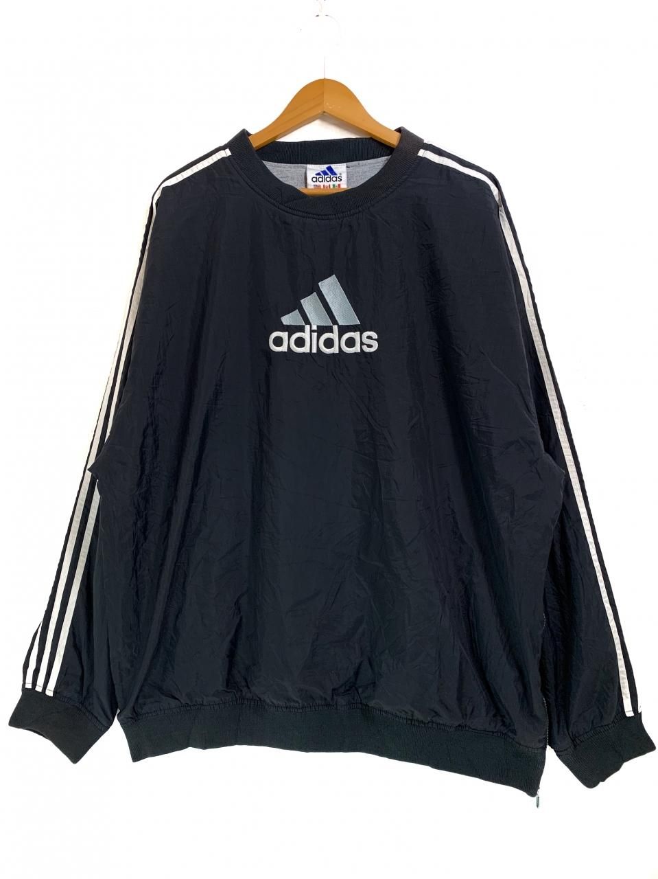 90s adidas Logo Nylon Pullover Jacket 黒 XL アディダス ナイロン