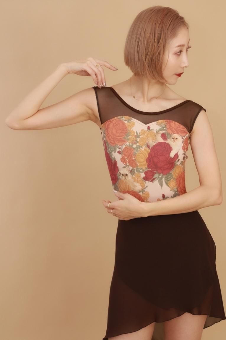 unoa ウノアPoppied garden Blue 10分袖レオタード ML unoa レオタード