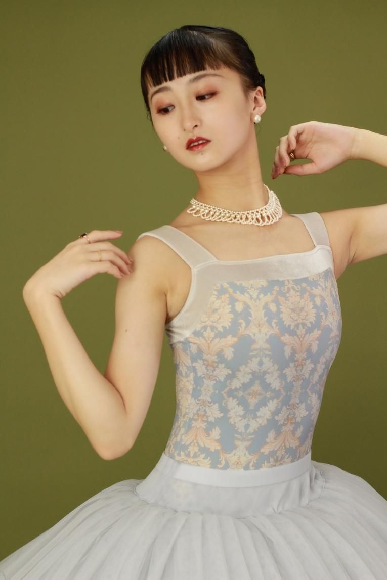 unoa ウノアPoppied garden Blue 10分袖レオタード ML unoa レオタード