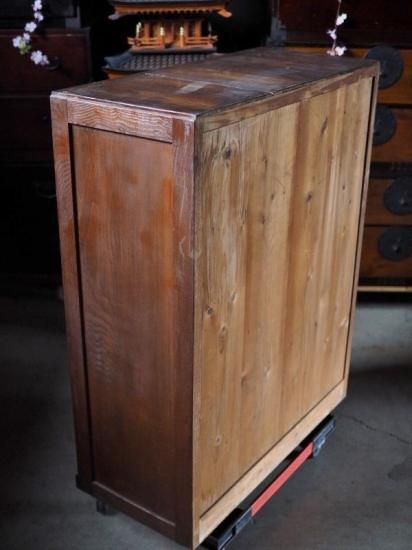 前栗造総無垢材 昭和レトロ茶箪笥 昭和前期 古録展 送料別 Lサイズ