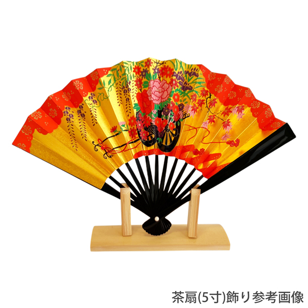 ひな祭り扇子 飾り茶扇台付きセット 黒塗たち雛 Ta02 - itotsune
