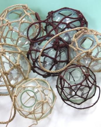 穴あきガラス浮き玉NO.10 （ネット外径320φ） 花びん 浮玉