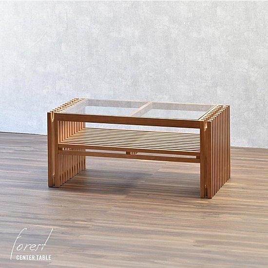 FOREST センターテーブル | ガラス天板×天然木 - リプロダクト