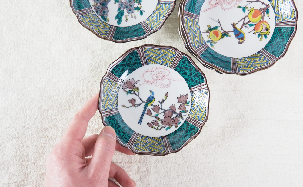 4.5号皿揃（13.5cm） 花鳥絵変わり 5枚セット