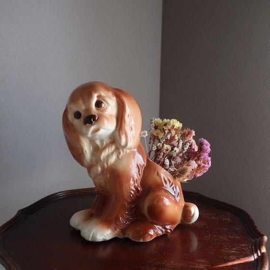 Vintage 50s ceramic dog flower vase/ビンテージ 犬モチーフ フラワー